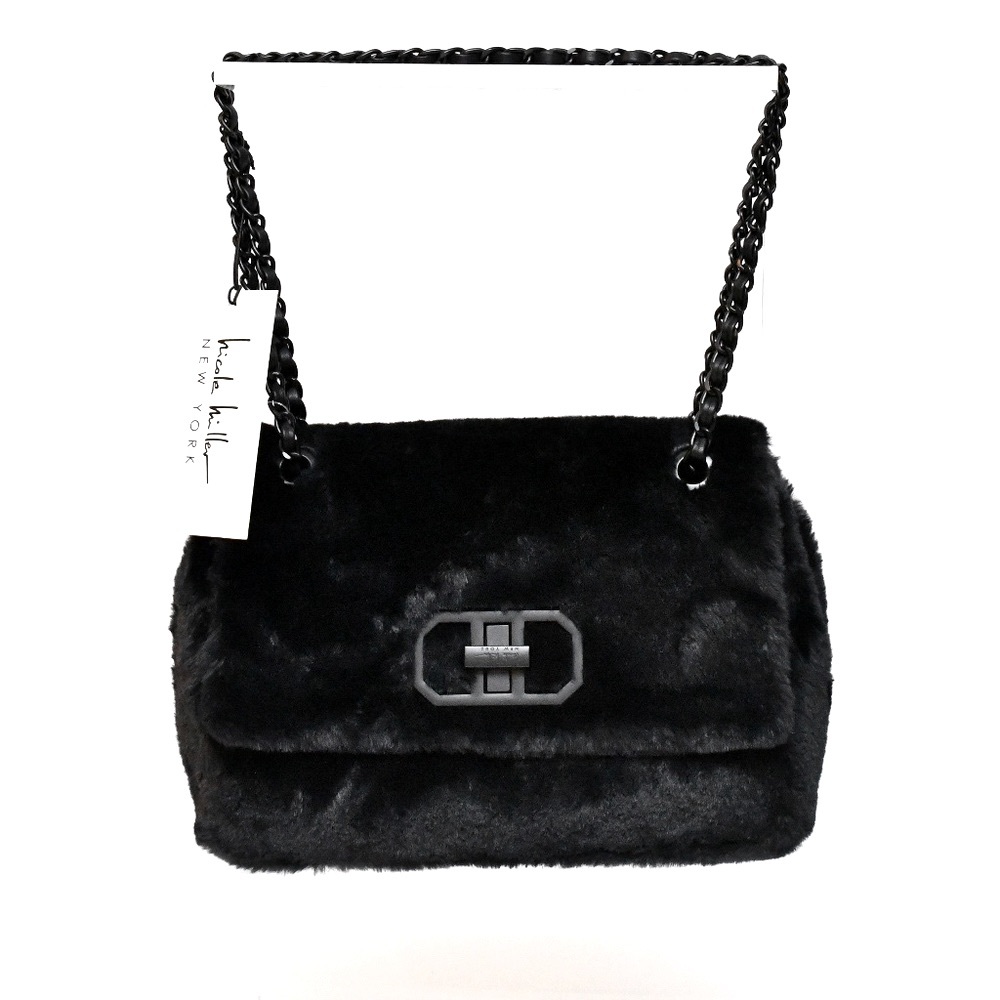 Nicole Miller Faux Fur Cross Body Shoulder Bag